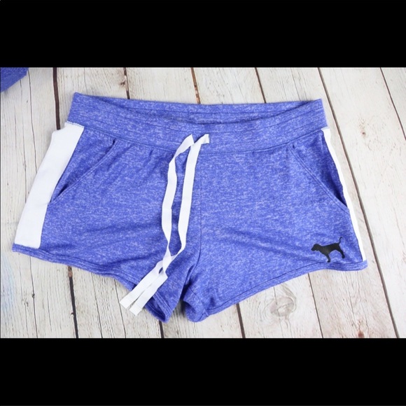 VS PINK Soft Lounge Shorts Marl Blue with pockets - Picture 2 of 4